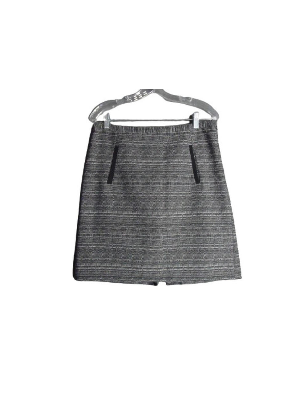 Ann Taylor Loft Outlet Pencil Skirt Black/White Print Zip W/Pockets Lined Size 8